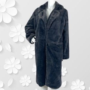Blank NYC Gray Faux Fur Oversized Teddy Coat XS